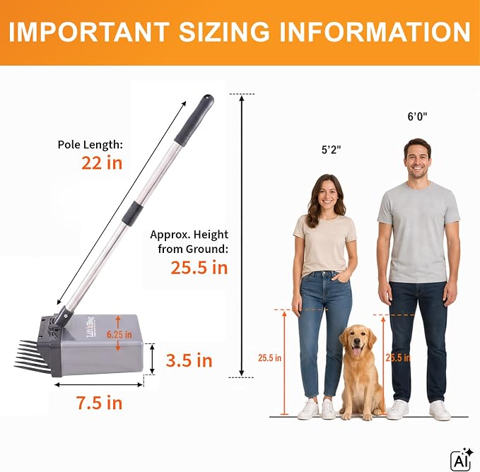 Neater Pet Brands Lift N’ Bag 2.0 Dog Pooper Scooper with Bag Attachment & 22" Pole for Small to Large Dogs, New & Improved Design, 15 Refill Bags, Heavy Duty Dog Poop Scooper for Yard, One-Hand Use