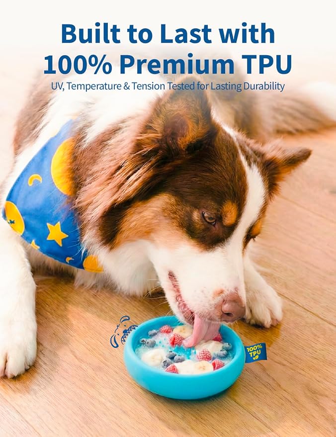 2-in-1 Dog Freeze Bowl – Freezable Deep Bowl & Licking Mat Set, Durable Food-Grade TPU Frozen Dog Treat Toy, Dishwasher Safe Frozen Licking Mat for Dogs
