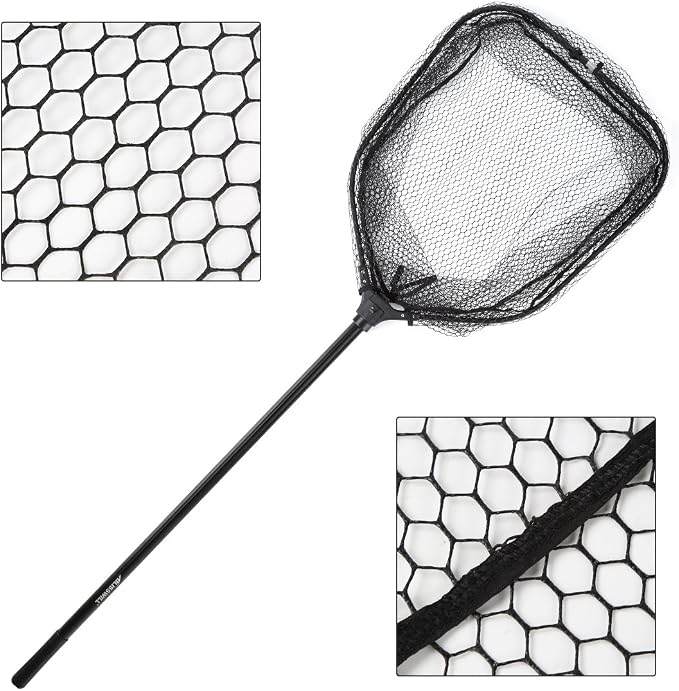 BLISSWILL Large Fishing Net with Handle Collapsible Fish Landing with Extendable Handle Knotless Nylon Fishing Safe Fish Net Durable Telescopic Dip Foldable