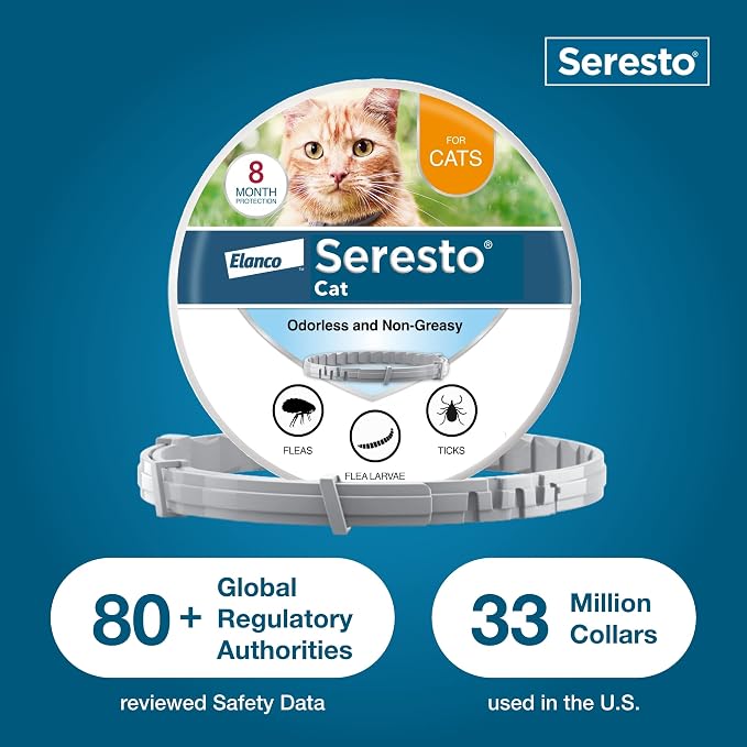 Bundle of Seresto Cat Collar for Cats + Pet Protect Omega 3 Supplement for Small Dogs & Cats | 60 Capsules