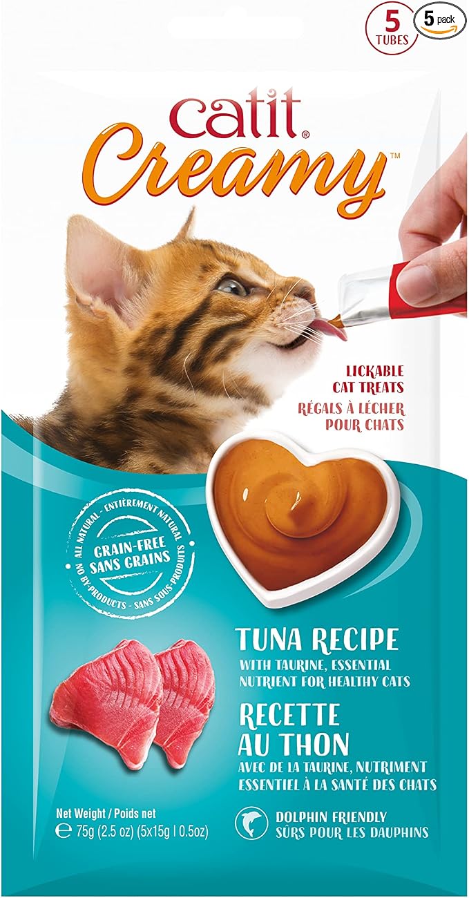 Catit Creamy Lickable Cat Treat – Hydrating and Healthy Treat for Cats of All Ages - Tuna, 5-Pack