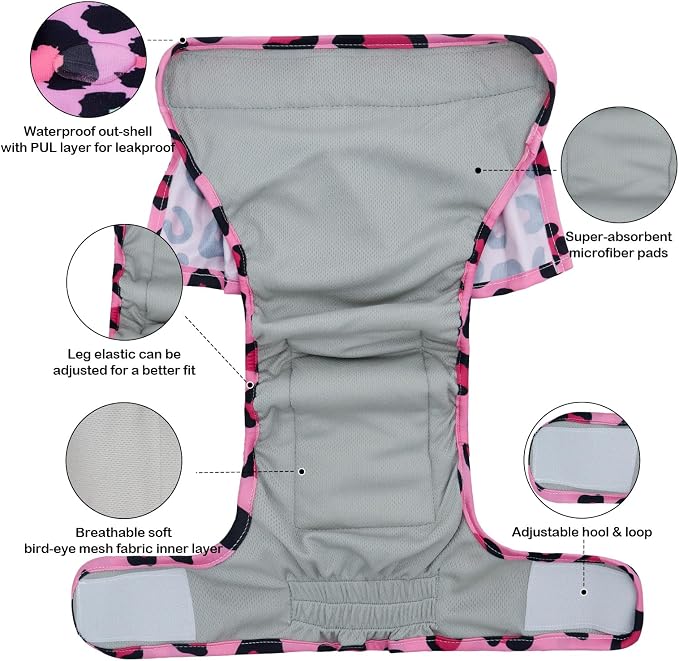 Female Dog Diapers Reusable No Tail Hole Period Panties Washable Diapers Female for Docked-Tail Frenchie French Bulldog Boston Terrier Without Tail (2 Pack Regular+2 Pack Skirts) U-WWDQB03L
