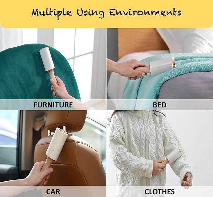 Extra Sticky Lint Roller Refills for Evercare Pet Hair Lint Rollers, 800 Easy Tear Sheets, Fits 4" Rollers (1 1/2" Core), Cat & Dog Hair Remover for Furniture Clothing & Cars(Pack of 8)