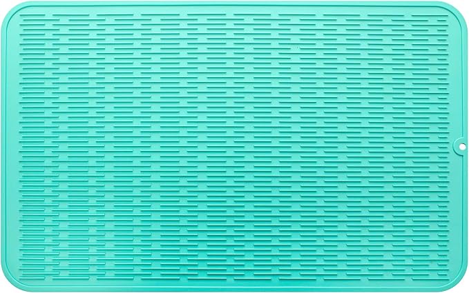 MicoYang Silicone Dish Drying Mat for Multiple Usage,Easy clean,Eco-friendly,Heat-resistant Silicone Mat for Kitchen Counter or Sink,Refrigerator or Drawer Liner Mint 3XL 28 inches x 18 inches