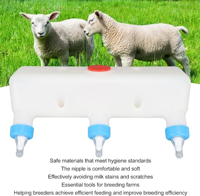 GLOGLOW 3L Goat Milk Feeder, Durable Feeding Bucket, Farm Drinking Equipment with 3 Nipples for Professional Breeders, Farmers, Pet Care Experts, Ranch Managers, Home Farm Owners