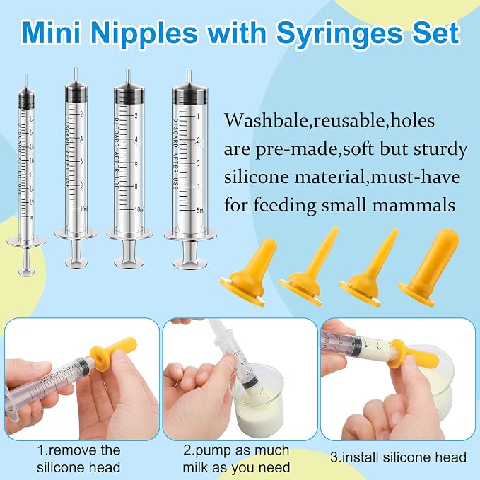 48 Pcs Puppy Kitten Whelping Kit Include 4 Puppy Feeding Tube, 6 Record Keeping Charts, 15 Whelping Collars, 15 Cord Clamps, 2 Gloves, Bulb Aspirator, Syringe, Bottle, Scissors, Stethoscope, Bag