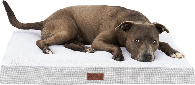 Furhaven Orthopedic Dog Bed – Classic Cushion with Plush Tufted Top, Supportive Foam Mattress, Removable Washable Cover, Joint Relief - Gray, Large