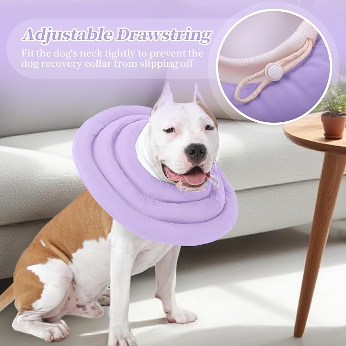 IDOMIK Dog Cone,Waterproof Dog Recovery Collars & Cones,Comfy Protective Pet Neck Donut Collar After Surgery,Soft Cone for Dogs to Stop Licking,Adjustable Elizabethan Collar for Dogs & Cats,Purple,M