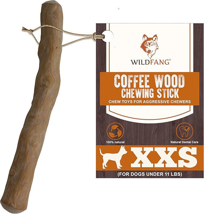 Wildfang® Coffee Wood Dog Chew, XXS – Tough Chew Toys for Aggressive Chewers, Dog Teething Toys for Puppies, Training for Chewing Muscles, Coffee Tree Sticks for XX-Small Dogs (Under 11 lbs) Pack of 1