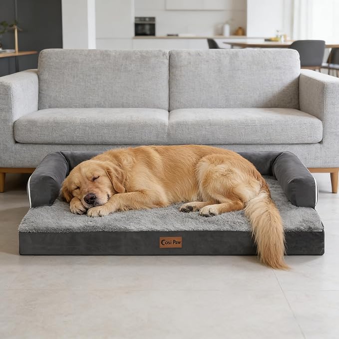 Orthopedic Dog Beds for Medium Sized Dogs, Waterproof Egg Crate Foam Medium Dog Couch Beds for Crate 35x22Inch, Washable Pet Beds with Removable Cover and Nonskid Bottom, Dark Grey