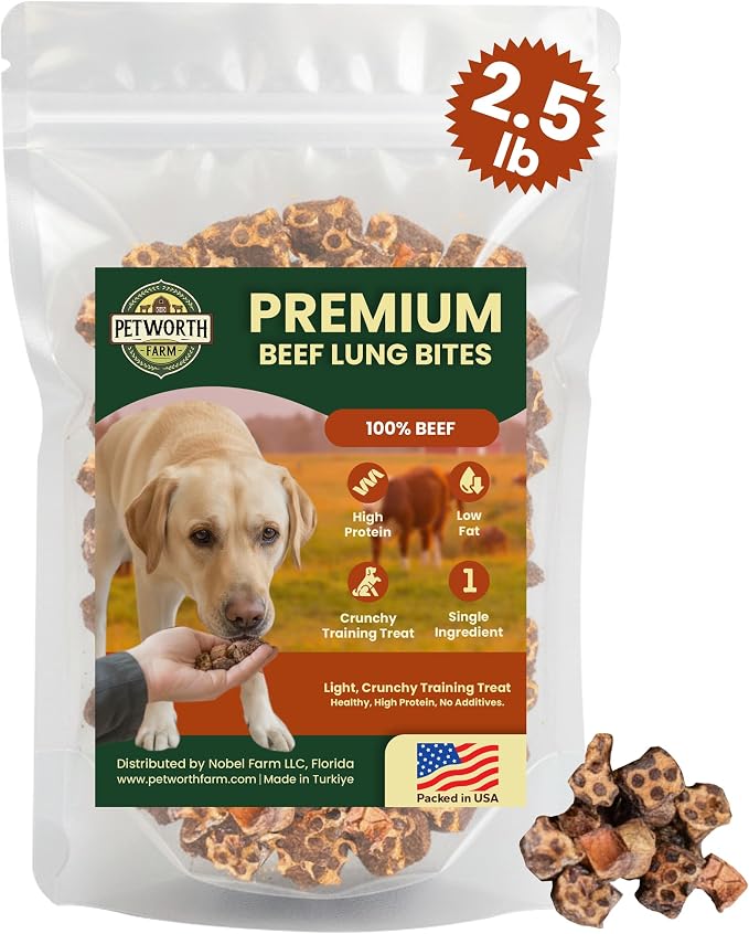 2.5 Lb Beef Lung Training Treats for Dogs – Single Ingredient Crunchy Bites, High Protein Cubes, Low Fat Natural Dog Treats, Perfect Reward Snacks for All Dogs