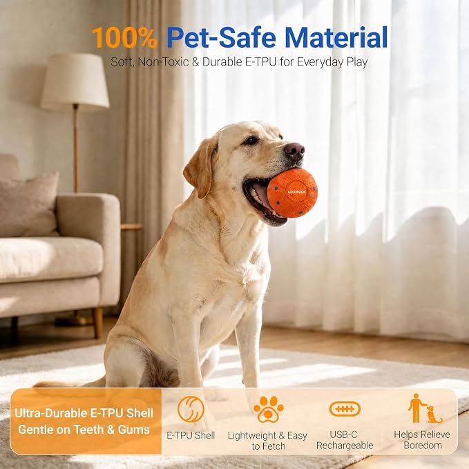 T02 Interactive Dog Ball Shell for 82mm Smart Dog Toy – Lightweight 90g Replacement Outer Shell, 2-in-1 Fetch & Throw Dog Ball for Independent Play, Compatible with T02 Removable Motor
