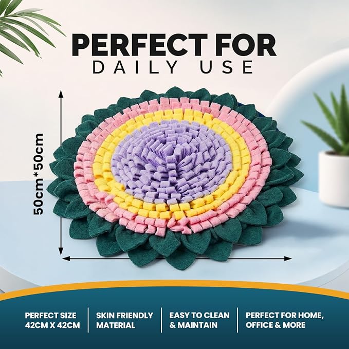 PET ARENA Snuffle Mat for Dogs - Adjustable Interactive Puzzle Toy (Green, Pink, Yellow, Purple)