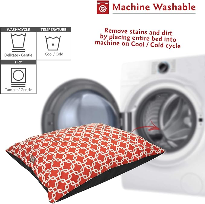 Majestic Pet Medium Dog Bed Washable Non Slip Comfy Rectangle Pet Bed Super Value PillowKennel Dog Bed for Medium Breed Sleeping - Multipurpose 35 x 28 Inch Links Red