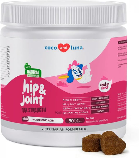 Hip & Joint Max Strength Dogs - Collagen, Glucosamine & Fish Oil | Max Strength with Collagen, Glucosamine & Fish Oil. Supports hip & joint health, eases inflammation & acts as antioxidant.