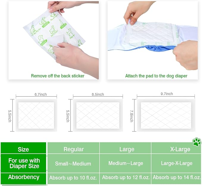 Dog Diaper Liners 130ct Super Soft and Absorbent Dog Diaper Booster Pads for Male Dog Belly Bands or Female Dog Diapers(X-Large, 130pcs)
