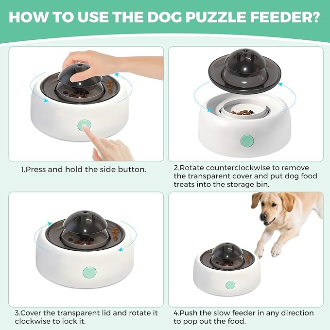 Interactive Dog Puzzle Toy, Slow Feeder for Large/Medium Dogs | IQ Training, Treat Dispensing, Brain Stimulation Enrichment, Dishwasher Safe, Anti-Slip