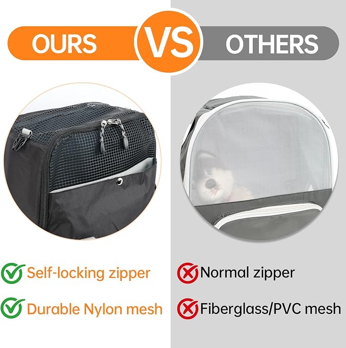 Cat Dog Backpack Carrier for Hiking Travel Portable Water-Repellent Pet Daypack for Dog Cat Below 7kg/15.5lbs -Black