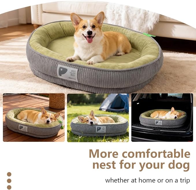 Washable Pet Dog Bed Large Sized Dog,Memory Foam Extra Large Calming Dog Cots Beds for Large Breed Dogs Crate Furniture,XL Dog Bed XXL Indoor Crate Mat with Detachable Bottom and Bolster Cushion