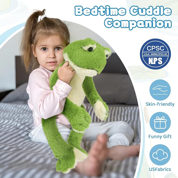 Muiteiur 17.7 Inch Plush Frog Stuffed Animal, Cute Frog Soft Toy with White Belly, Stuffed Frog Plush Toy Gift for Kids Girlfriend