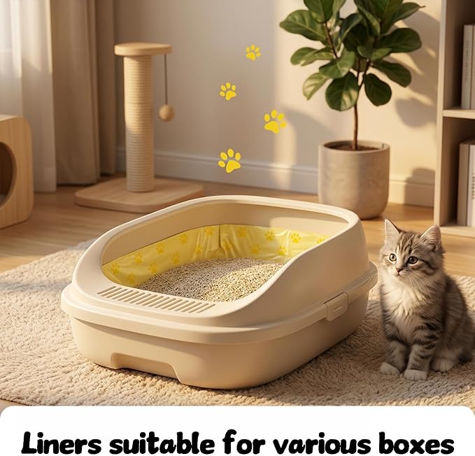 Extra Large Cat Litter Box Liners 120 Count (6 Rolls), Drawstring Cat Litter Bags for Automatic Litter Box, Leakproof & Odorless for Multi-Cat Household, Cats and Dogs 23.6" x 19.7"