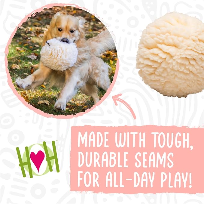 HuggleHounds Plush Ball Dog Toy & Treat Dispensing Ball - Interactive Enrichment Toys for Dogs, Durable Stuffed Soft Plush for Small and Large Breeds - 8" HuggleFleece, Large
