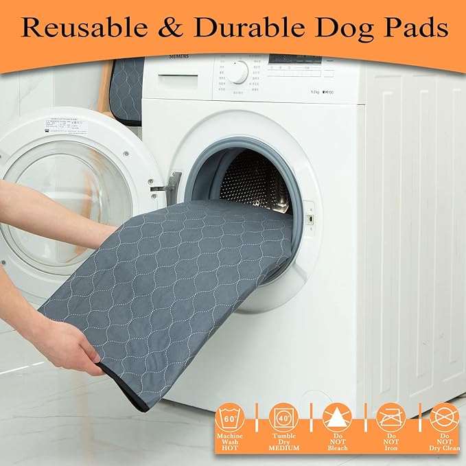 Bunlitent Washable Pee Pads for Dogs 5 Pack, 34x36 Reusable Puppy Pads with Quick Dry, Anti-Slip, Ideal for House Training, Crate & Whelping, Dog Carpet