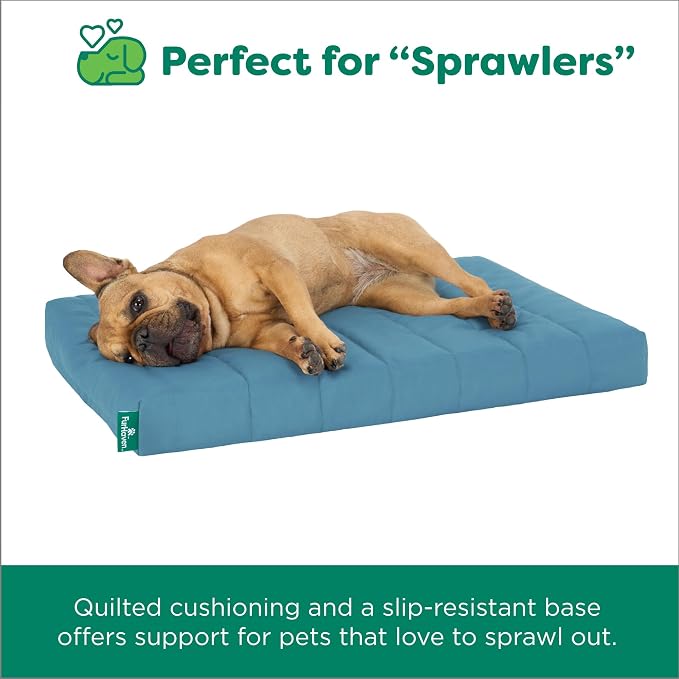 Furhaven Orthopedic Dog Bed – Puffy Quilted Foam Mattress with Removable Washable Cover, Soft & Supportive for Kennels & Crates - Medium, Lagoon