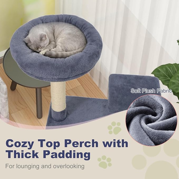 Tangkula Cat Tree Tower, 48 Inch Multi-Level Cat Tower with Large Condo, Sisal Scratching Post, Padded Top Perch, Tunnel, Hanging Ball, 3 Jumping Platforms for Indoor Cats (Dark Gray)