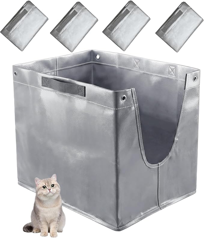 4 Pack Litter Box Liners F Compatible with Modkat Litter Box, Reusable Litter Liners for Modkat Cat Litter Box Type-F with Heavy-Duty Carrying Handles