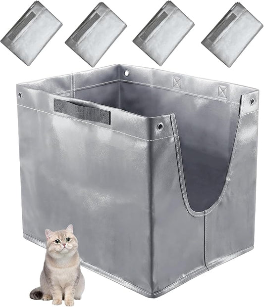 4 Pack Litter Box Liners F Compatible with Modkat Litter Box, Reusable Litter Liners for Modkat Cat Litter Box Type-F with Heavy-Duty Carrying Handles