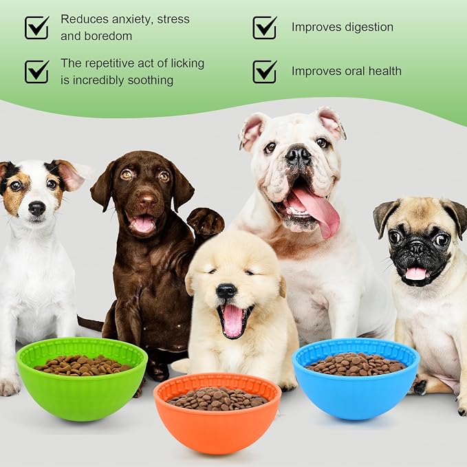 4 Pcs Dog Enrichment Lick Bowls Silicone Freeze Bowls Interactive Cat Licking Mats Slow Feeders for Cat Pet Oral Health for Boredom Anxiety Relief, Calming