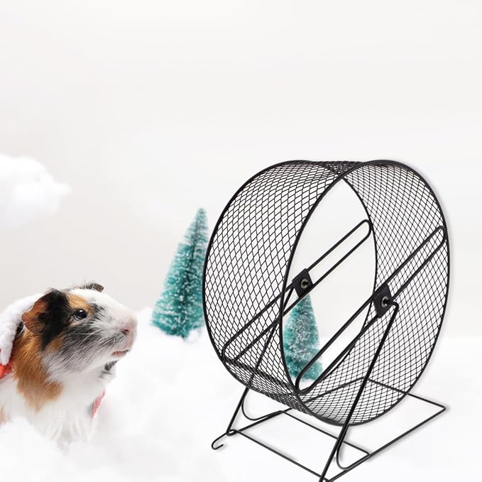 Mikikit Silent Hamster Running Wheel 11.02×10.23×5.90In Metal Mesh Track Quiet Exercise Toy for Hedgehogs Squirrels Guinea Pigs Indoor Cage Play