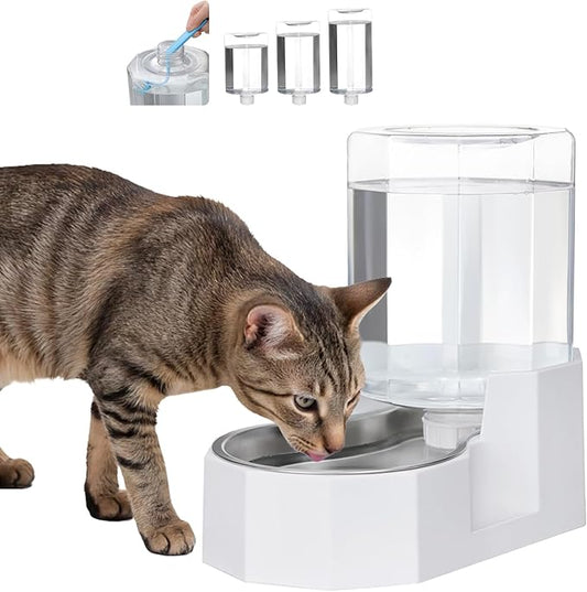Sfozstra Large Dog Water Dispenser: 4L Stainless Steel Gravity Cat Water Feeder - Quiet Refill - No Power Needed - for Kittens & Cats - Bedroom/Kitchen Corner/Crate Area | Stainless Steel, for Dogs & Cats, Bedroom Kitchen Corner Crate Area, No Electric...