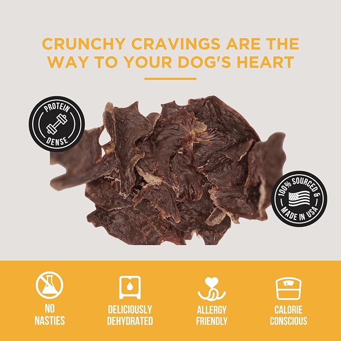 Natural Rapport Beef Heart Jerky Dog Treats - Single Ingredient, High Protein Dehydrated Treats for Training & Rewards (4 oz) (15+ Treats)