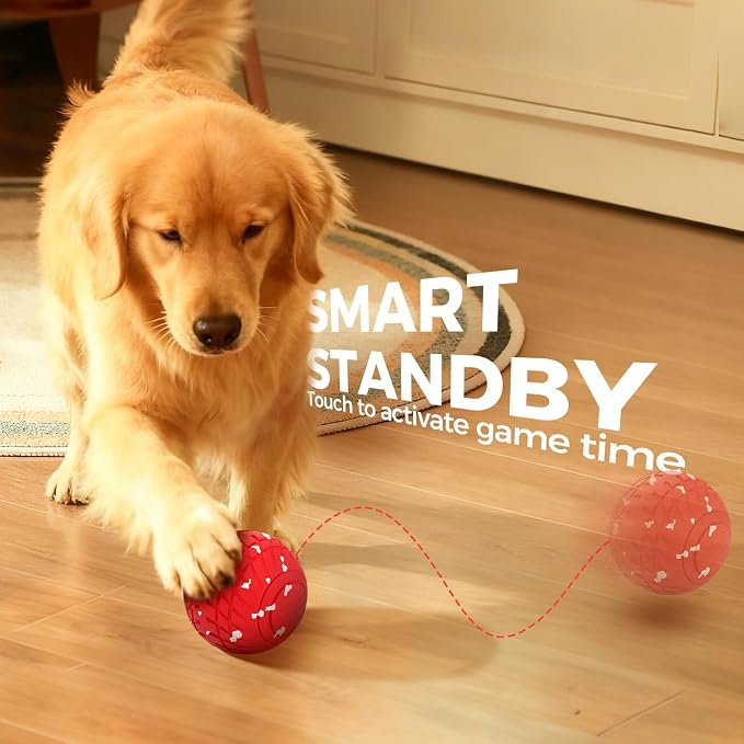 Diman Interactive Dog Ball Toys: Moving Dog Toys, Bouncing Dog Ball, Keeps Dogs Entertained & Active, E-TPU Waterproof, 3.2 inch (Red)