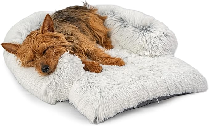 Best Friends by Sheri Nap Mat Dog Bed with Bolster - Washable Crate Pad, Removable Cover, Frost, Small, 22x15