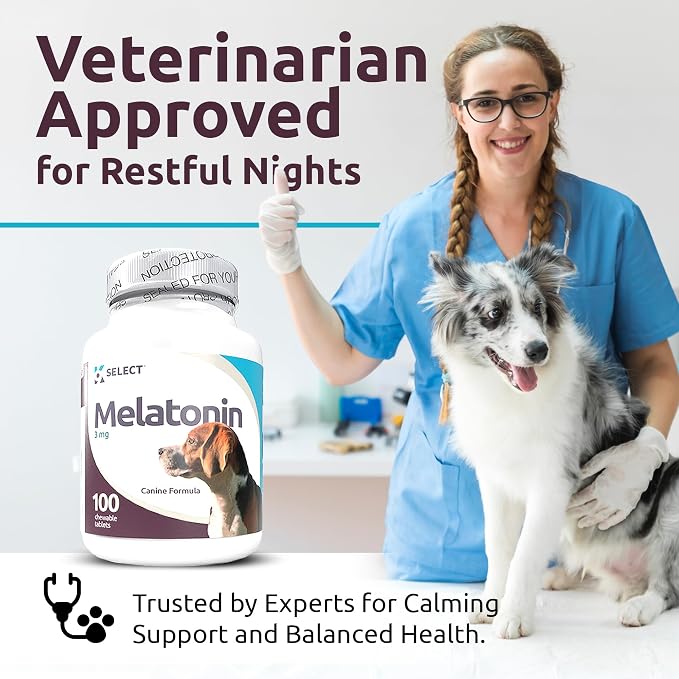 K9 Select Melatonin for Dogs - Calming Treats, Sleep Aid - High Antioxidant Helps with Immune System Booster - Wellness - 3 mg, 100 Vegetarian Capsules