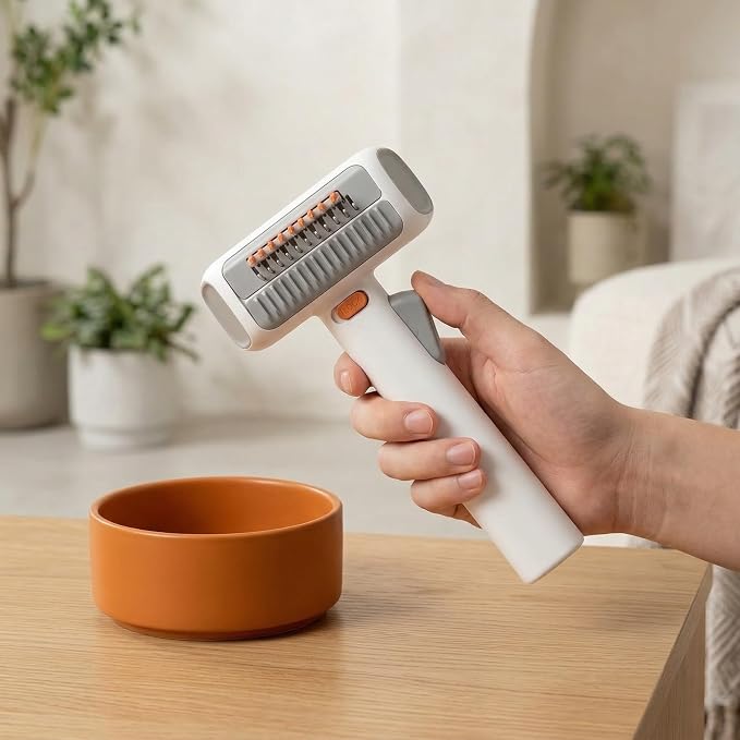 2-in-1 Pet Comb Dematting and Undercoat Rake, Self-Detangling Grooming Brush for Dog Cat, 3.15 Inch Width(1pcs)