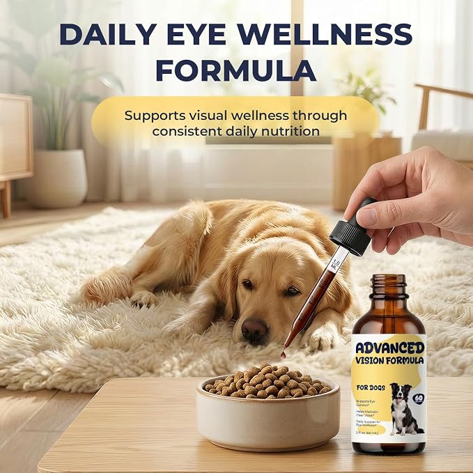 Advanced Vision Formula for Dogs, Supports Clear Vision, Daily Eye Comfort Wellness, Liquid Dog Eye Health Supplement with Lutein, Zeaxanthin, Bilberry, Vitamins A C E & Zinc, 2 fl oz