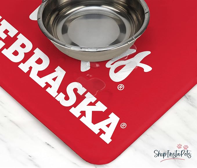 Nebraska Cornhuskers Officially Licensed Food and Water Mat for Dogs and Cats | 18" x 29" | Non-Slip | Water-Proof