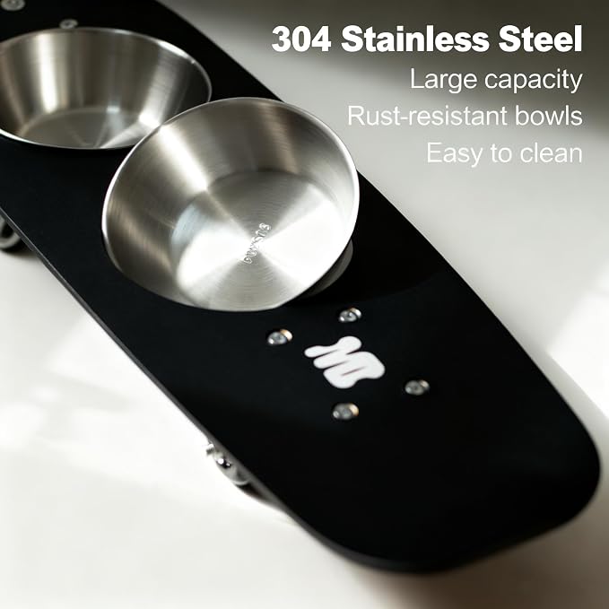 Dog Bowls Water and Food Cat Bowl Stainless Steel Bowl Pet Feeder Bowls for Medium Dogs and Cats Puppies, Black