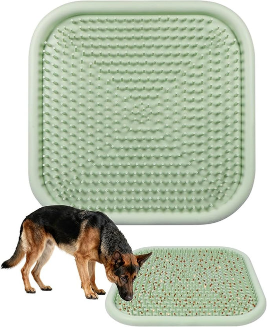 Snuffle Mat for Dogs, 23.6" x 23.6" Silicone Dog Feeding Mat Sniffing Interactive Feeding Game Encourages Natural Foraging Slow Feeder for Small/Medium/Large Dogs, Indoor & Outdoor (Green)