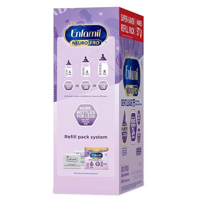 Enfamil NeuroPro Gentlease for easing Fussiness, Crying, Gas, Spit-up in 24 Hrs, Smaller Proteins for Easy Digestion, Brain Supporting DHA, Prebiotic Blend, HuMO6*, Baby Formula, Powder Refill Box, 35.2 Oz
