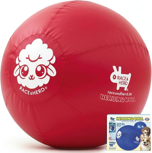 Race&Herd 18" Original XXL Herding Ball for Dogs - Herding Toys, Giant Dog Ball for Australian Shepherds, Border Collies - Durable Dog Outdoor Training Toy for Small Breeds (Cherry)