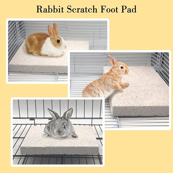 BNOSDM Rabbit Grinding Claw Pads Natural Hamster Lava Stone and Transparent Hamster Food and Water Bowl Mountain Fuji Style Glass for Hamsters Gerbils Mice Rats or Other Similar-Sized Pets