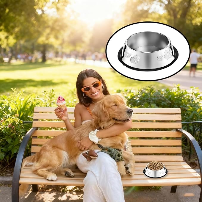 20 Pcs Stainless Steel Dog Bowl Pet Feeding Bowl with Rubber Base Non-Slip Pet Dishes Metal Dog Bowls Pet Food and Water Bowls for Small Medium Animals Kitten Rabbit (7 oz)