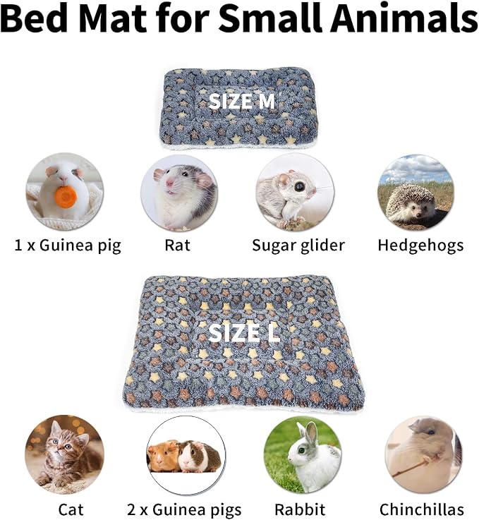 Amakunft 2 Pcs Large Guinea Pig Bed Mat, Rabbit Sleep Bed, 17.7x13.7x2 Inches, Small Animal Playpen for Bunny/Chinchilla/Hedgehog