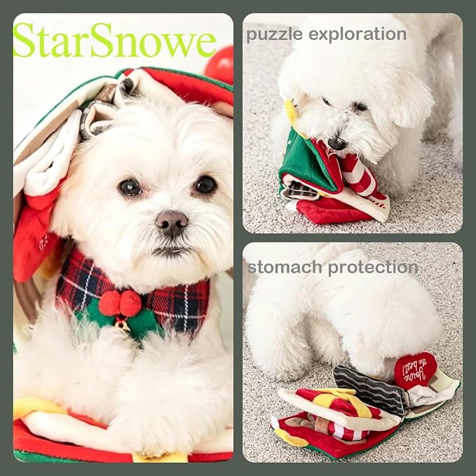 StarSnowe×Cute Dog Enrichment Toys,Squeaky Snuffle Book Series,Interactive Sniff Mat for Mental Stimulation & Slow Feeding,Treat Puzzle Toys for Puppy,Crinkle Gifts (Pink - Good Night)
