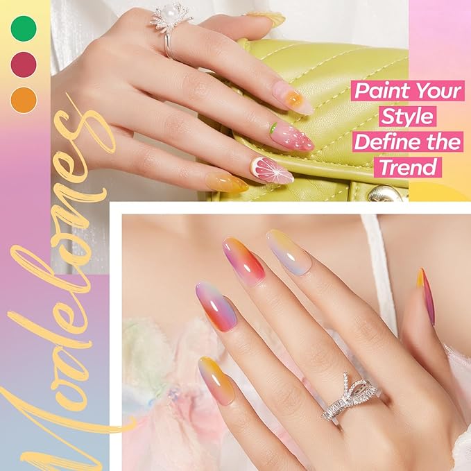 modelones 32 PCS Gel Nail Polish Set, 28 Colors Jelly Nude Gel Polish with No Wipe Base Coat, Glitter & Glossy & Matte Top Coat Translucent Pink White Brown Soak Off LED Nail Art Kit Salon at Home